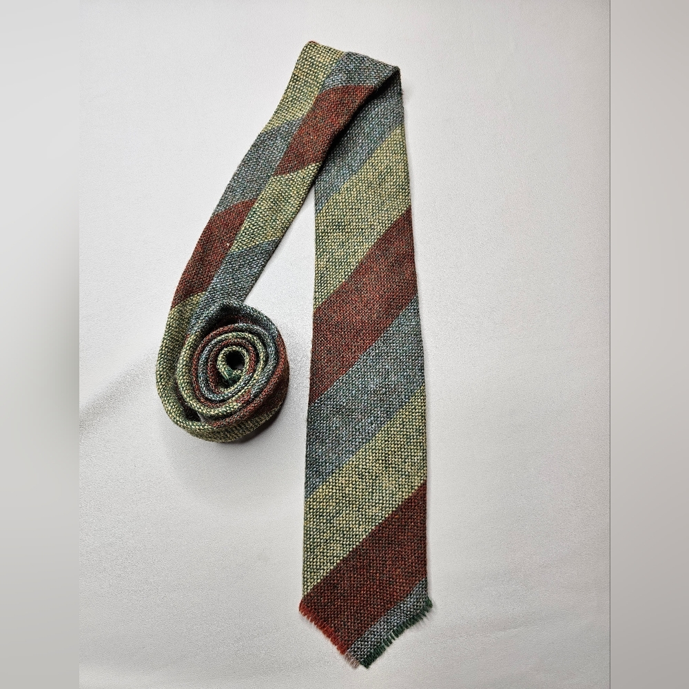 Vintage Saxony Pure Scottish Wool Tie W/Fringed Hem